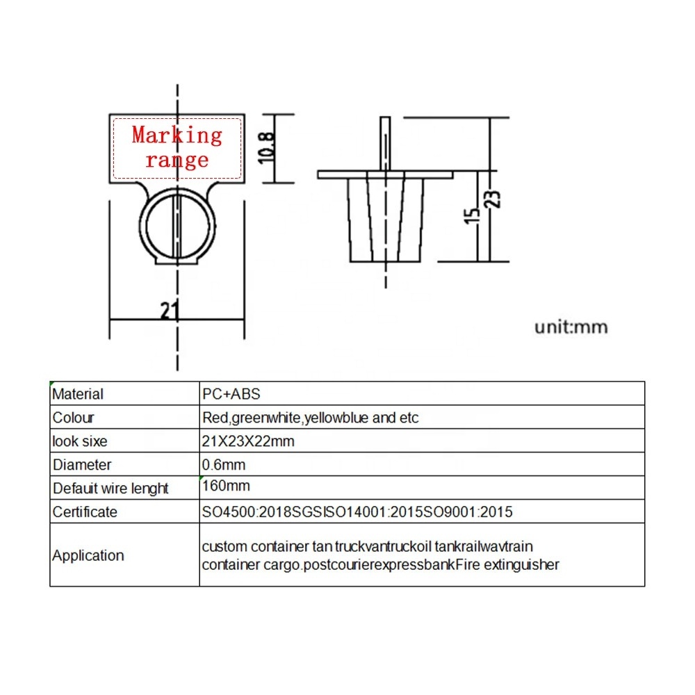 Hot selling disposable high demand airline safety type blue meter seal for gas meter