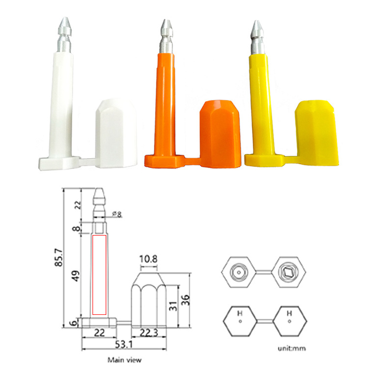 Low Price High Quality Small Vehicle Container Steel Bolt Seal Custom high security bolt seal With Serial Numbers