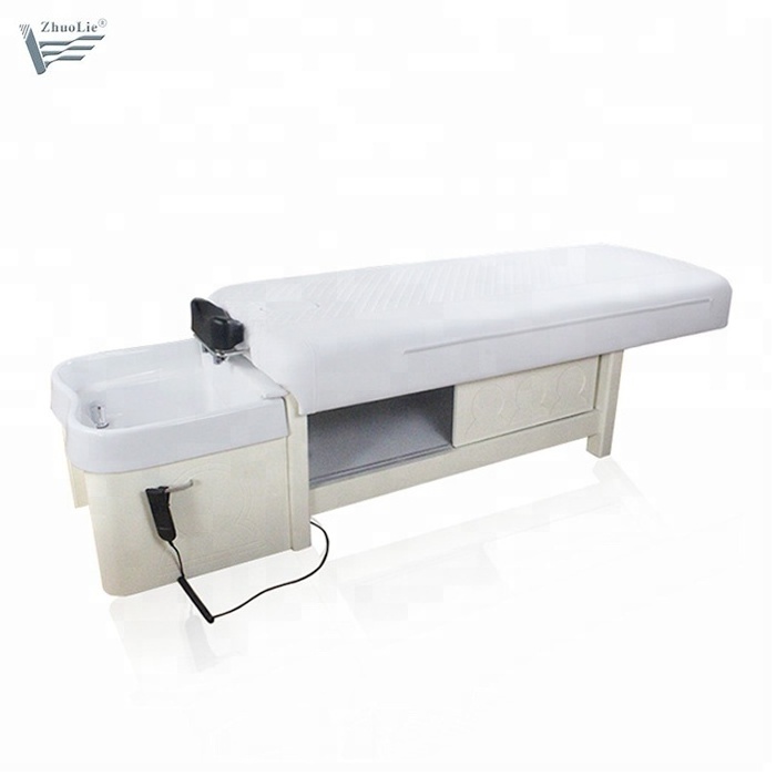 Wooden Thermal Hair Wash Bed Shampoo Table With Basin