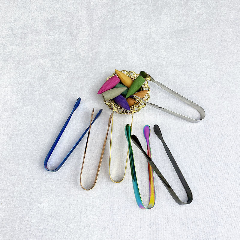 Stainless Steel Mini Incense Tweezer Clips Metal Incense Cones Tongs Oud Charcoal Burner Incense Cones Tong