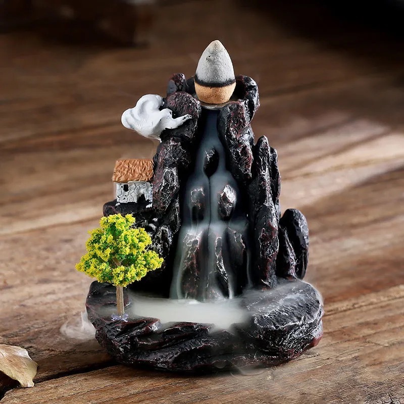 Wholesale Home Decor  Natural Aromatherapy Resin Backflow Incense Holder Handmade Waterfall Incense Burner