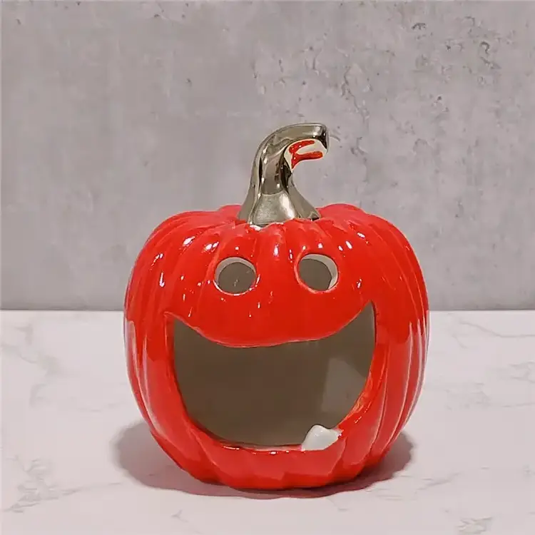 Promotion Halloween Pumpkin Ceramic Candle Holder