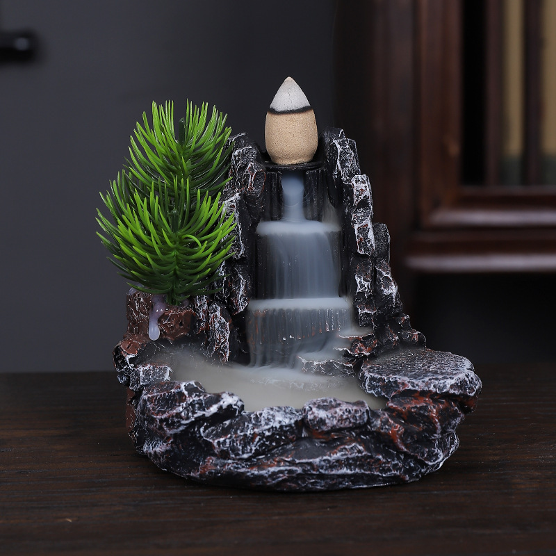 Wholesale Home Decor  Natural Aromatherapy Resin Backflow Incense Holder Handmade Waterfall Incense Burner