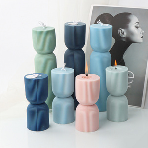 Wholesale  Luxury Soy Wax Mold Ribbed Aesthetic  Mould Cylindrical Tall Pillar Candle Molds