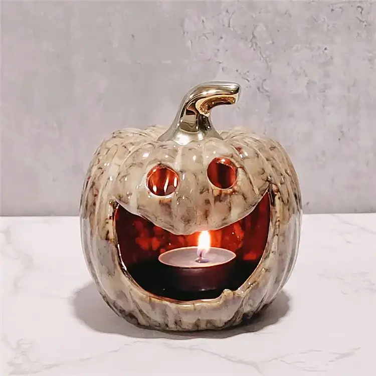 Promotion Halloween Pumpkin Ceramic Candle Holder