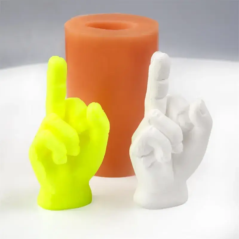 Wholesale Middle Finger Silicon Candle Mould  3d Custom Mini Hand Shape Silicone Mold For Candles