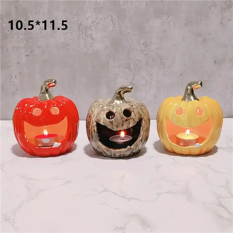 Promotion Halloween Pumpkin Ceramic Candle Holder