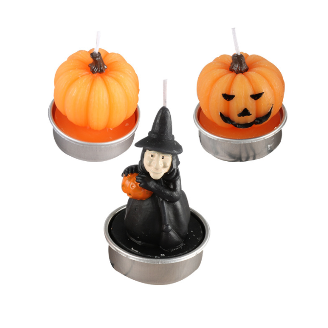 Wholesale Halloween Witch Mini Art Designer Candles Pumpkin Shaped Tea Light Candle Set Scent