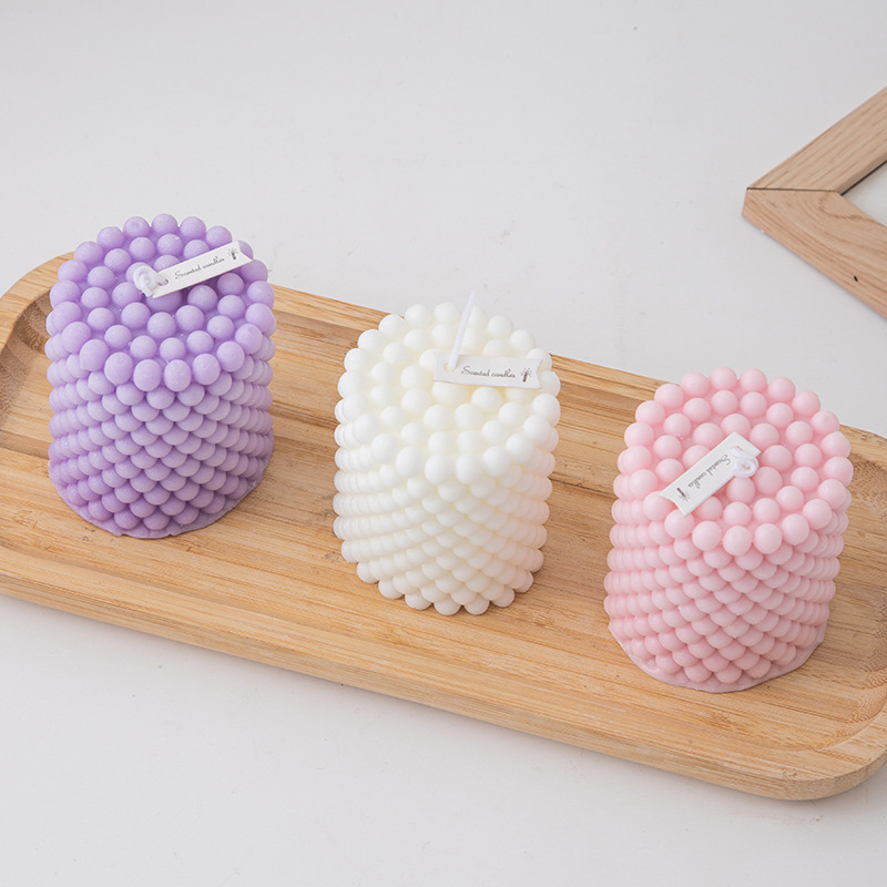 Wholesale good quality Aesthetic Luxury Paraffin Wax Large Ball Pearled Bubble Cube Scented Candles