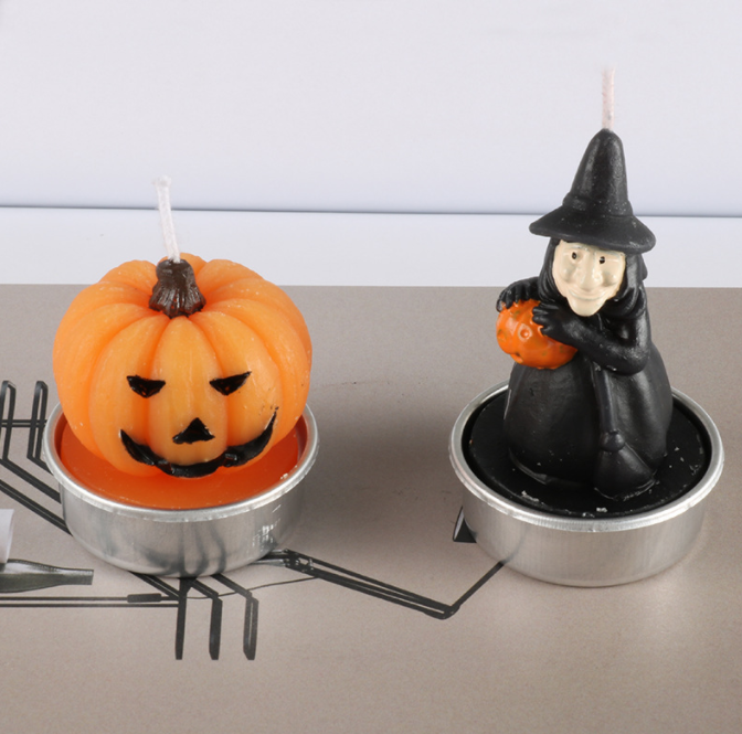 Wholesale Halloween Witch Mini Art Designer Candles Pumpkin Shaped Tea Light Candle Set Scent