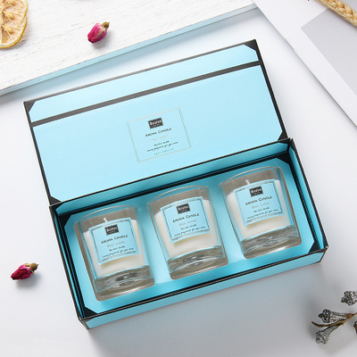 Free sample Luxury Custom Label Glass Jar Soy Wax Scented Candle Gift Set Aromatherapy  Candle Set