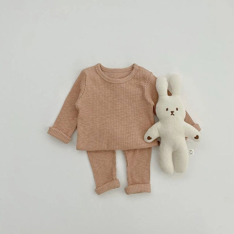 2023 Wholesale factory custom organic cotton bamboo long sleeve baby rompers rib pajamas babies toddler clothes kids clothing