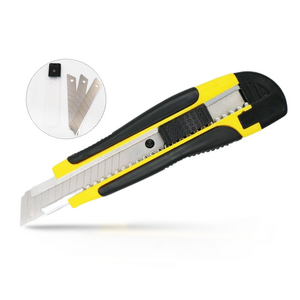 18MM Quick Change Reload Blade Retractable Lockable Pusher Utility Knife With 3pcs Spare Blade