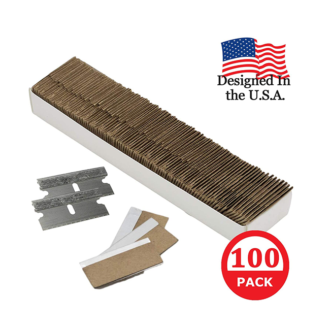 Stainless Steel Razor Blade Scraper Safety Straight Single Edge Razor Blades 100 Pack