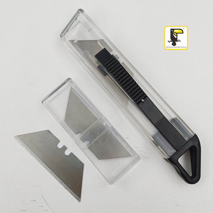 Carbon HIPS Transparent Plastic Automatic Lock Retractable Pocket Safety Box Cutter Utility Knife