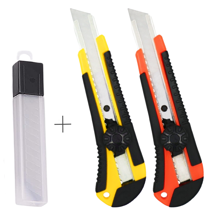 18mm auto loading utility cutter knife popular Set utility knife snap off quick change 3pcs blades