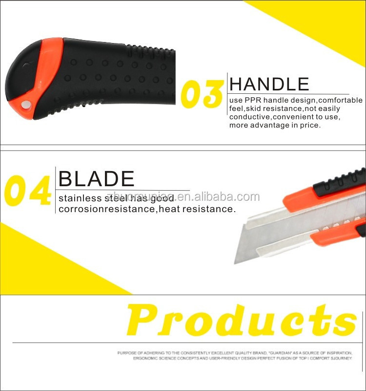 18mm auto loading utility cutter knife popular Set utility knife snap off quick change 3pcs blades