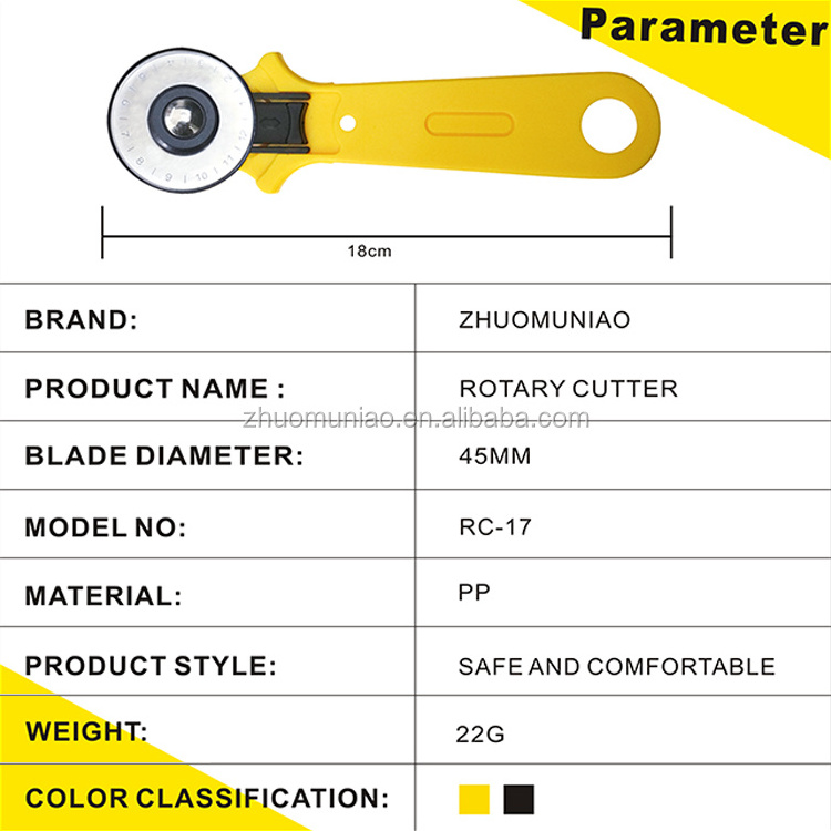 Plastic Cloth Leather Sewing Round 45MM Blade Rotary Cutter Rotatable Knife Fabric Cutting Knife For Quilting