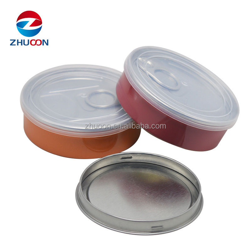 Tin Cans Food Grade Round Ring-pull Fish Metal with Plastic Recycled Material Self Sealing Tuna Can Tin Cali 3.5g Tins