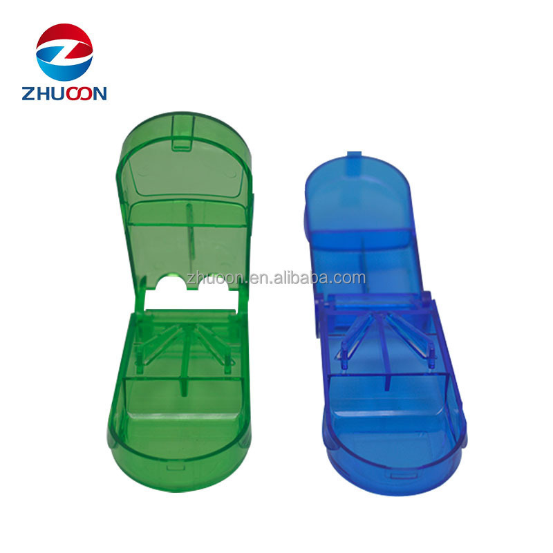 Food Grade Plastic Material Multifunction Pill Box Splitter Tablet Cutter Medical Pill Cutter.