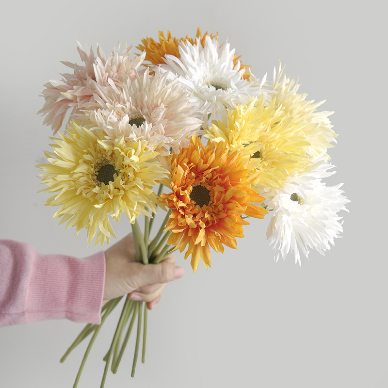 Zhuoou hot selling Gerbera single branch decorative daisy flowers 42cm cheap artificial  chrysanthemum for home decoration