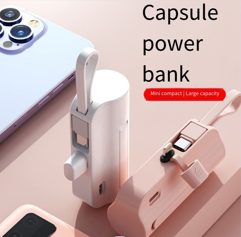 Mini portable 5000 mah Power pack Quick charger forIphone Wireless Charger Capsule emergency power bank