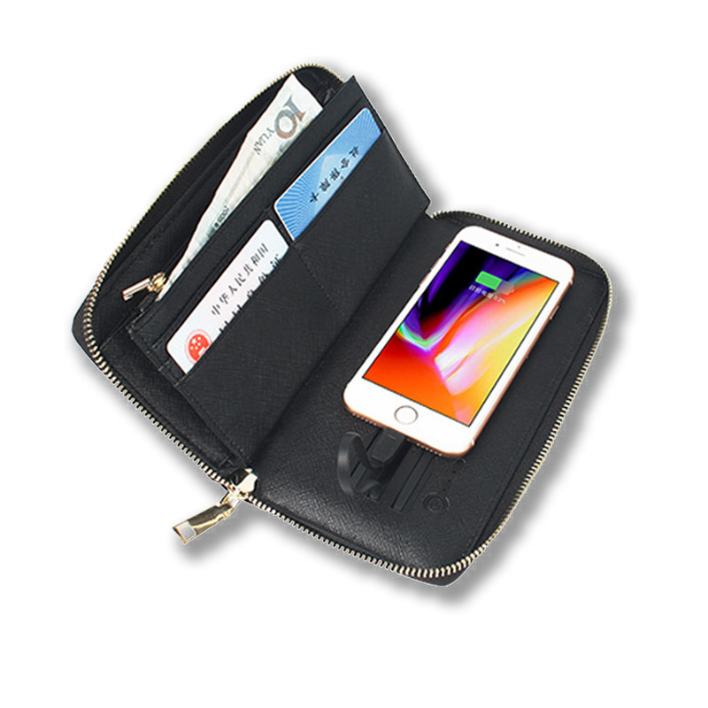 Hot Sale Portable Power Bank 6000mah Wallet Fast Charger Wireless Charger Leather Power bank Wallets Women Men