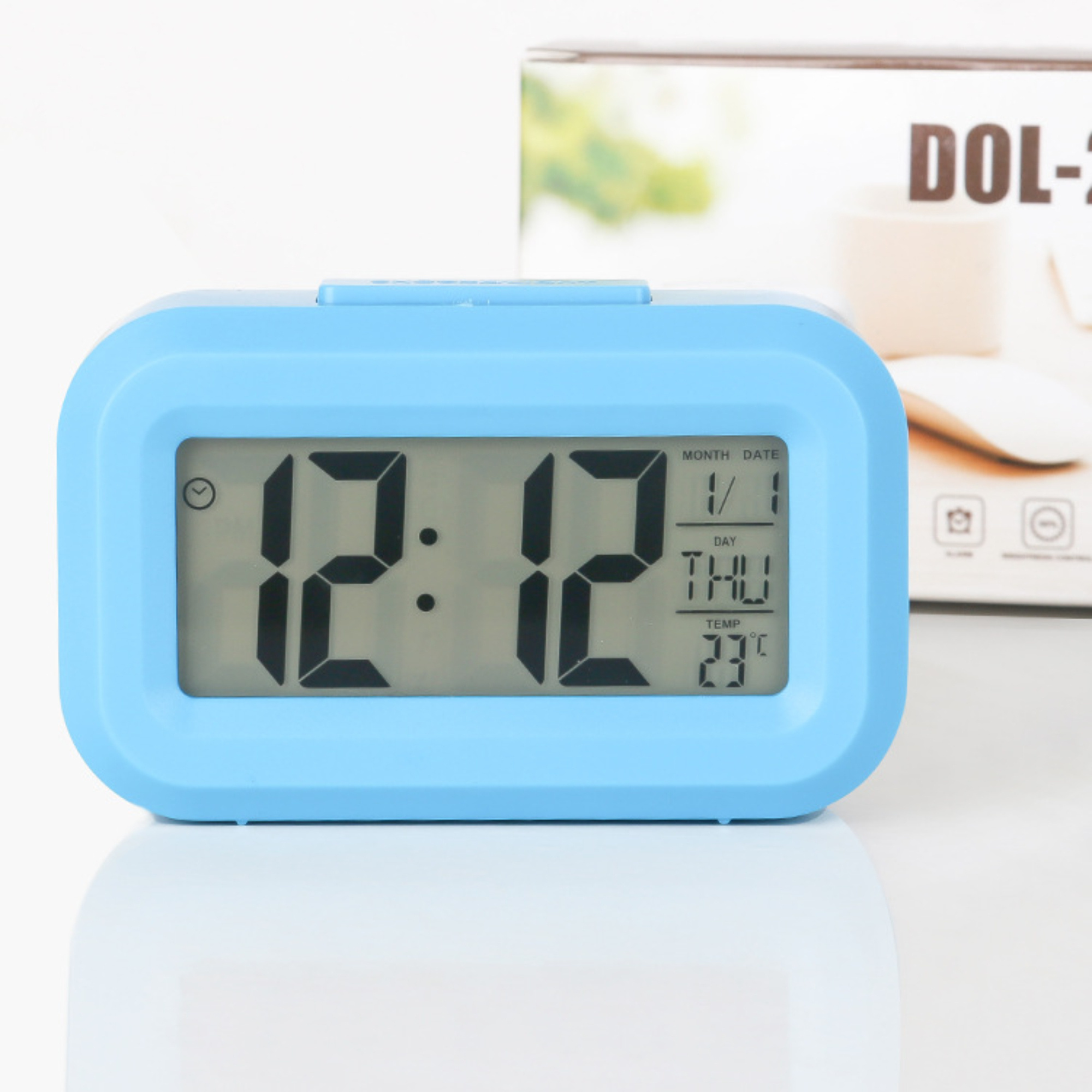 Desk Table Digital Lcd Clock Alarm 12/24-hour System Mini Home Office Students Night Light Clock With temperature