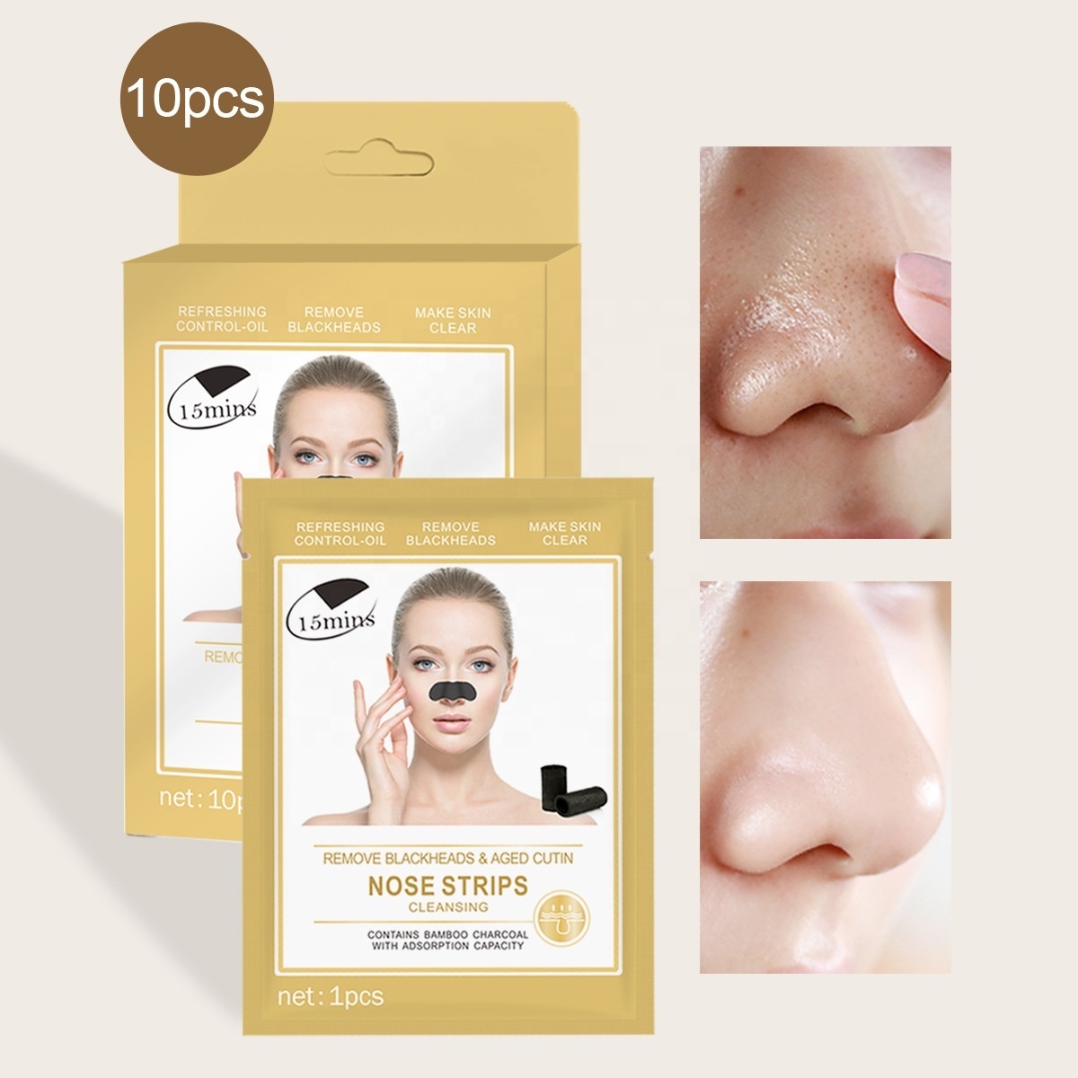 Hot 10pcs Per Color Box Bamboo Charcoal Nose Strips for Blackheads