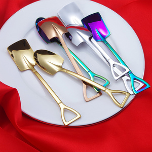 Creative Stainless Steel Ice Cream Spoon/ Coffee Spoon/ Shovel Spoon Engraved Metal Tea Spoon