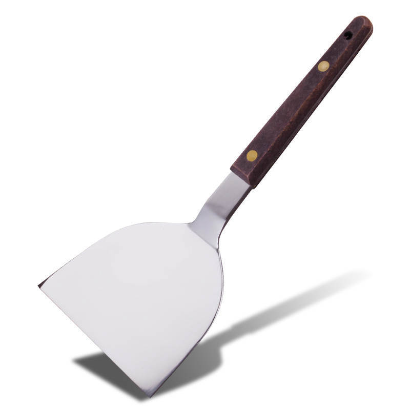 Japanese Stainless Steel Cooking Barbecue Steak Shovel with Wooden Handle Food Spatula&Scraper Kitchenware Fried Shovel