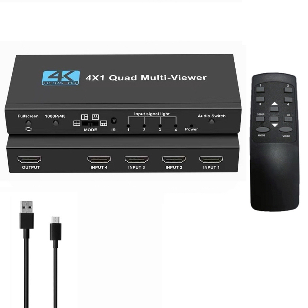 4x1 HDMI Multiviewer Switch Seamless Quad Screen Real Time Switcher Splitter Support 4 in 1 out for PS4 Computer To TV Monitor