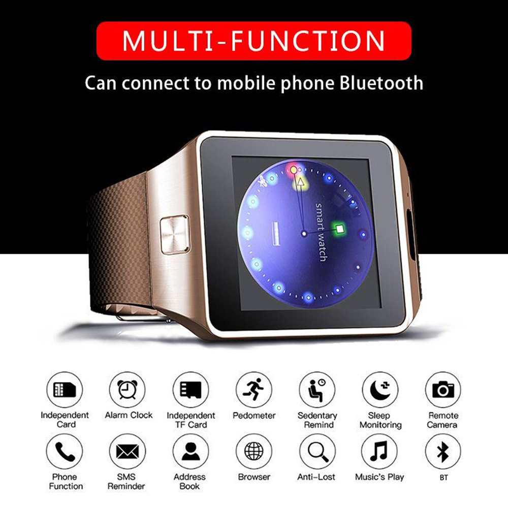 DZ09 Digital Smart Watch with Sim Card Slot Touch Screen Camera Waterproof Wrist Watch GSM for Samsung Android Smart Phone