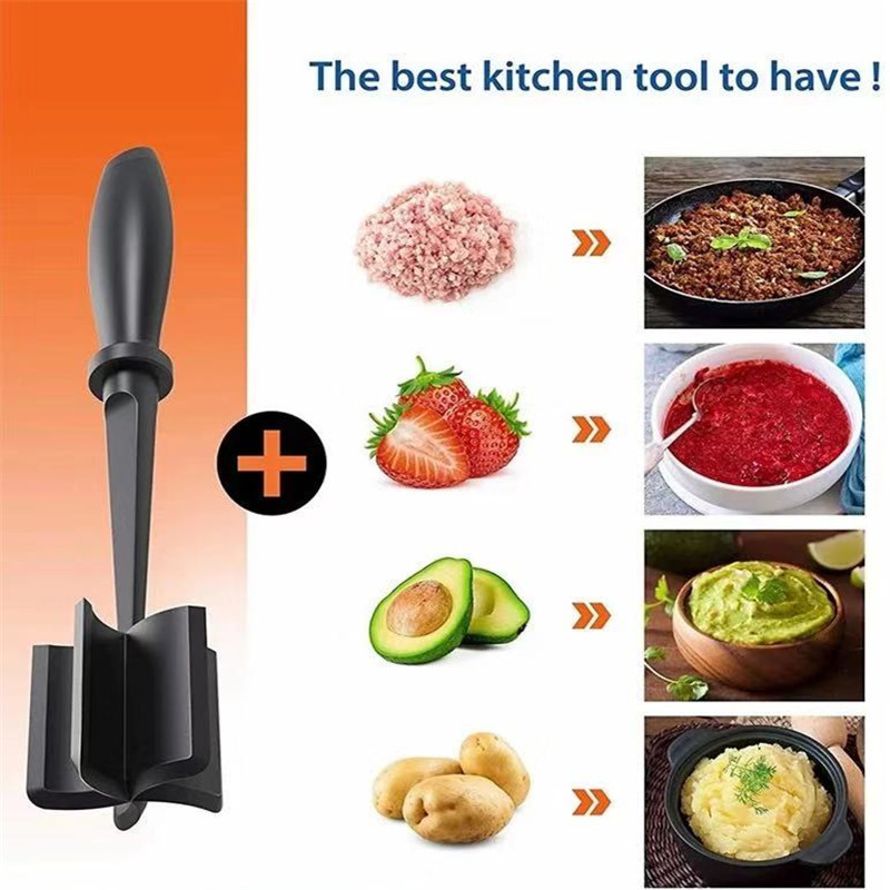 One Stop Shopping Food Masher Wholesale Kitchen Gadget Ground Beef Hamburger Chopper Heat Resistant Cookware Potato Meat Masher