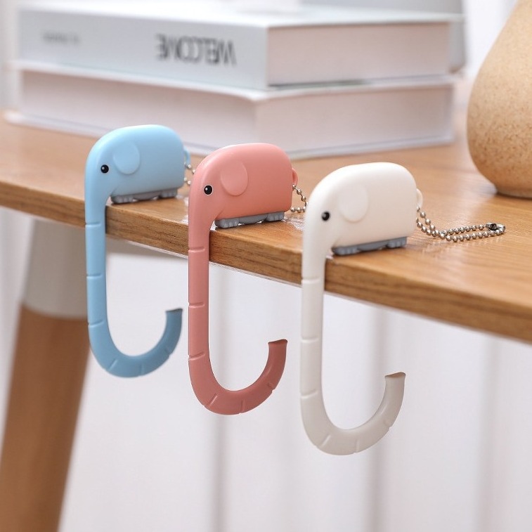 Travel Portable Plastic Bag Cute Elephant Hook for Hanging Decorative Table Purse Bag Hooks Wall Hanger Holder Handbag Hanger