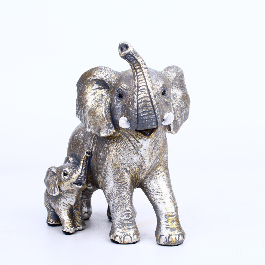 Resin Elephant Statue Feng Shui Elegant Elephant Trunk Sculpture Lucky Wealth Figurine Crafts Ornaments Home Living Room Decor