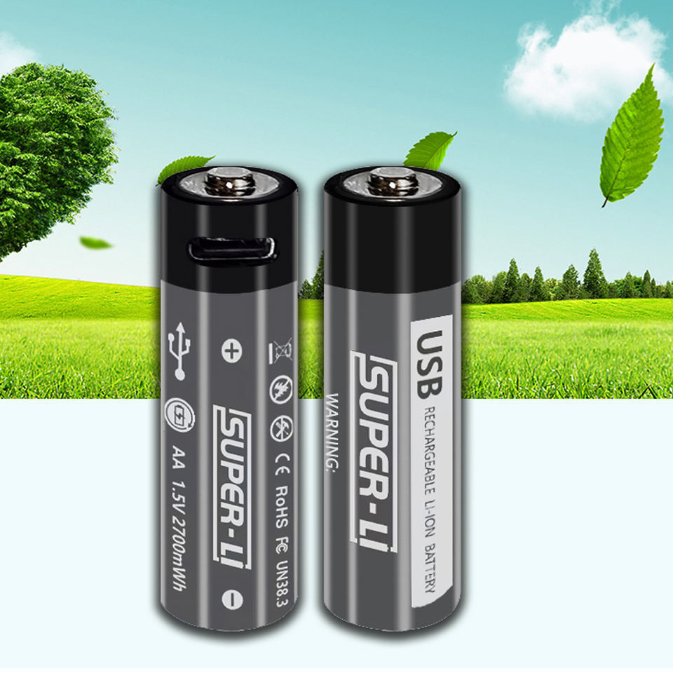 1000times recycles USB-C lithium AA battery 2700mwh double A rechargeable batteries for toy controllers