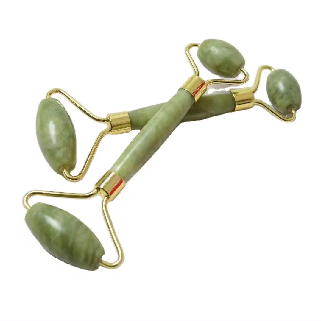 Own factory supply Green jade stone roller natural face jade massage roller with Guasha stone