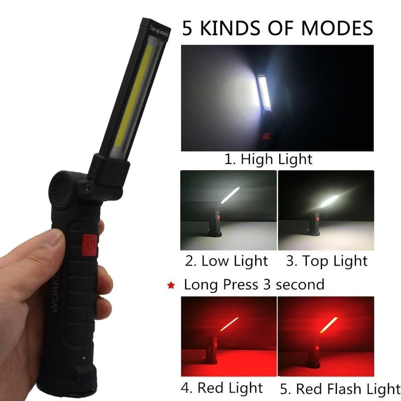 Portable Fold LED Inspection Rechargeable Garage Light Magnetic COB Work Light