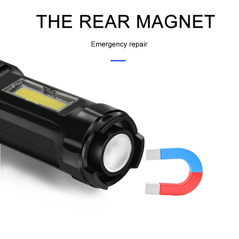 Cheap USB Rechargeable Mini Portable Flash Light Led magnet zoom plastic flashlight