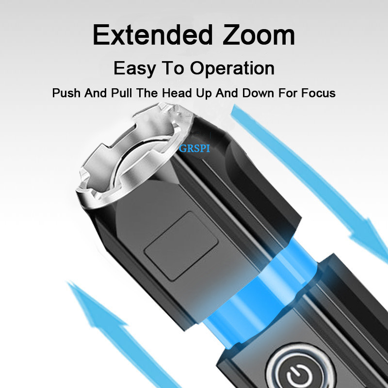 Cheap USB Rechargeable Mini Portable Flash Light Led magnet zoom plastic flashlight