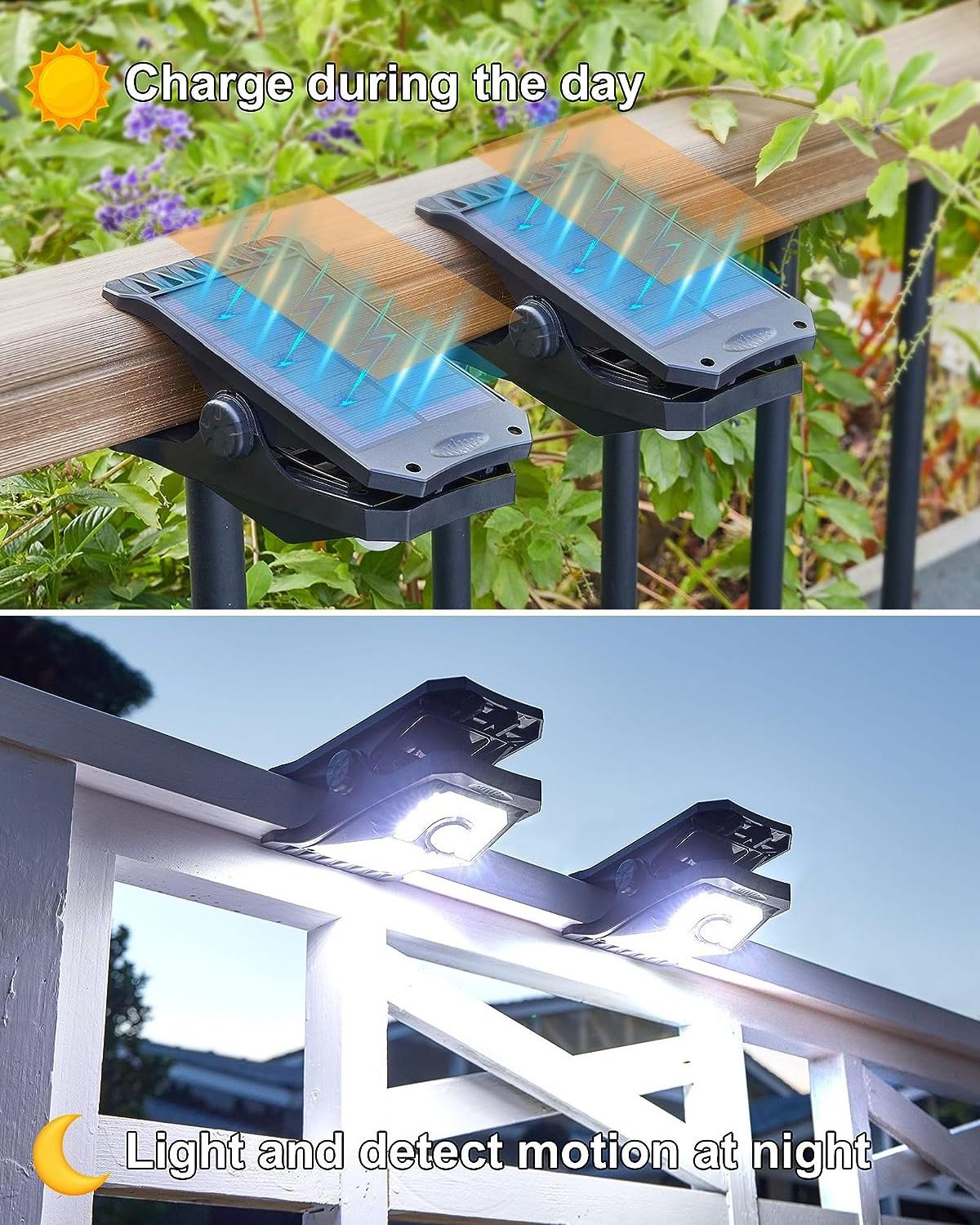 LEDs Solar Lights Outdoor Clip Motion Sensor Lights  IP65 Waterproof Security Light for Fence Deck Wall Garage Patio