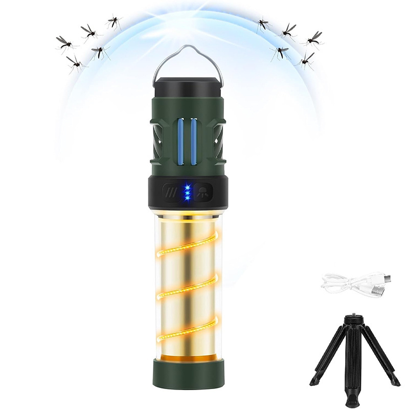 Mosquito Repeller Lamp 3-in-1 USB Rechargeable Camping Light Flashlight IPX5 Waterproof Portable Electric Bug Zapper