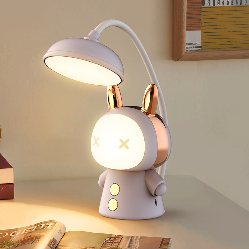 Desk Lamp with Night Light Cute Cartoon Lamp Goose Neck LED Folding Reading Light for Bedroom Children Bedside Study Table