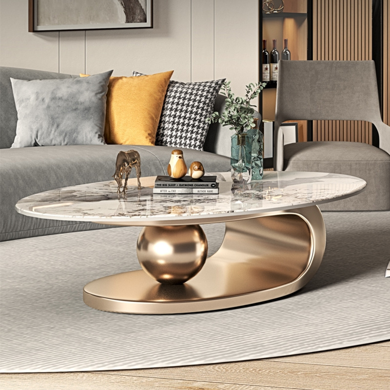 Hotel Furniture Gold Stainless Steel Coffee Table Modern Design