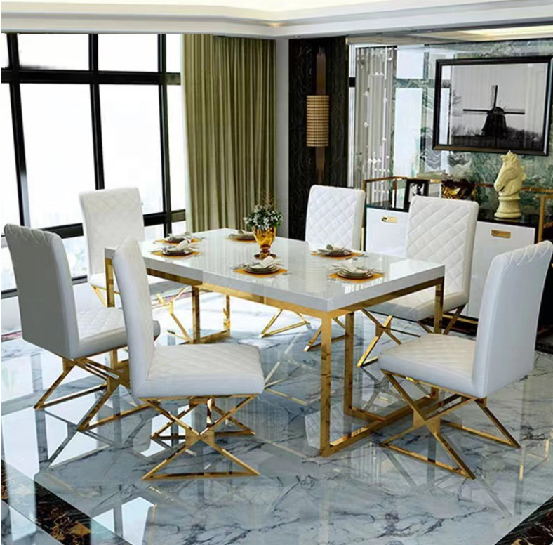 Hot sale  marble   top  dining table with stainless steel leg    Hotel  Restaurant  Dining table