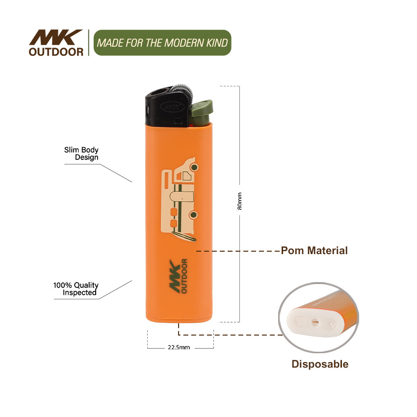 MK Wholesale POM Match Flint Lighter Slim Flint Spark Lighter Art Butane Gas Kitchen Disposable Flint Lighter