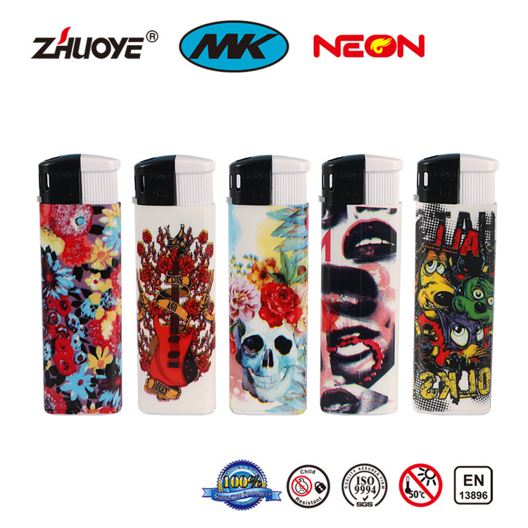 Transparent color factory Wholesale disposable lighter Custom Logo Classic lighter cigarette refillable Electric Lighter