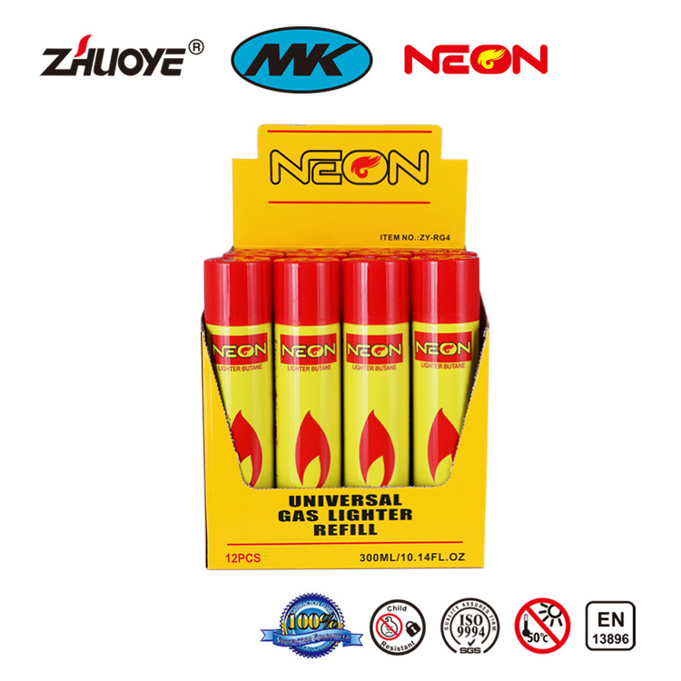 300ML High Quality Cheap Butane Gas OEM Brand Neon Premium Performance Expectation Butane Gas Lighter Refill