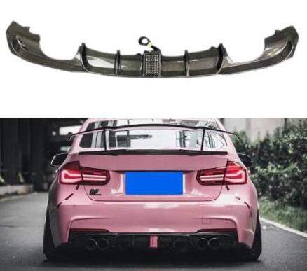 Upgrade M-Tech Sport Rear Bumper Diffuser For BMW M3 F30 3 Series 2013-2019  Body Kit Carbon Fiber With Brake LED-Light Exhaust